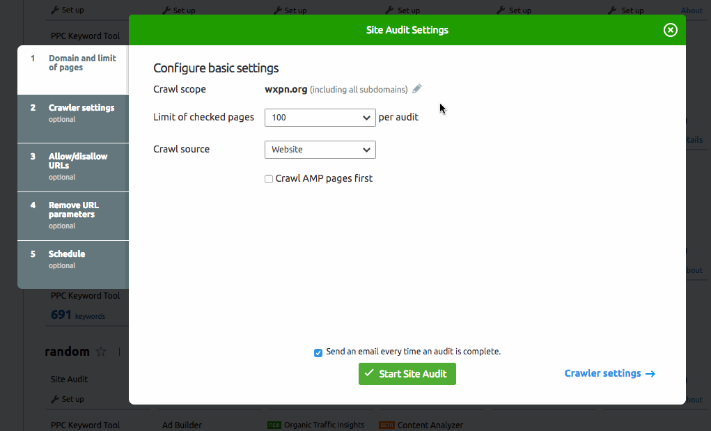 How To Audit A Subdomain On Semrush Frage Semrush Toolkits Semrush Deutsch